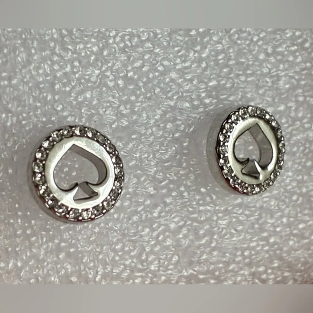 Kate Spade Silver and Crystal Spade Earrings